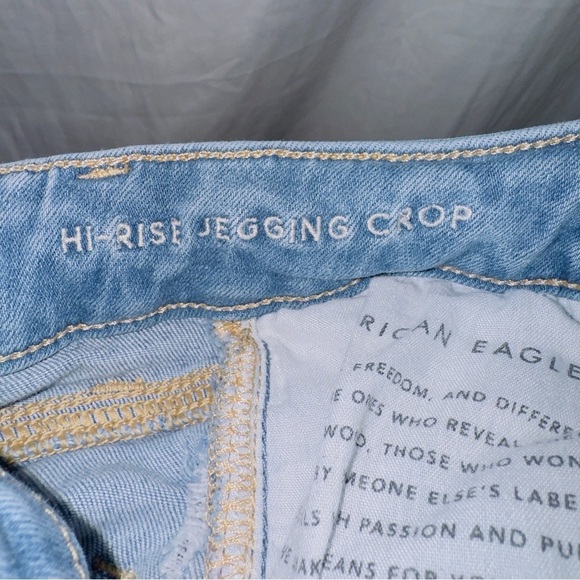 American Eagle next level stretch frayed hem hi rise jegging crop jean size 0 - Picture 5 of 7